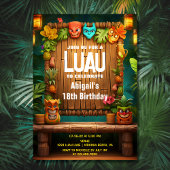 Tiki Luau Hawaiian Tropical Island Beach Verjaarda Kaart