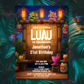 Tiki Luau Hawaiian Tropical Island Beach Verjaarda Kaart