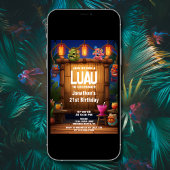 Tiki Luau Hawaiian Tropical Island Beach Verjaarda Kaart