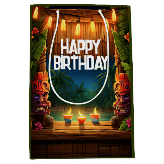 Tiki Luau Hawaiian Tropical Island Beach Verjaarda Medium Cadeauzakje