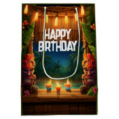 Tiki Luau Hawaiian Tropical Island Beach Verjaarda Medium Cadeauzakje (Achterkant)