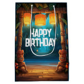Tiki Luau Hawaiian Tropical Island Beach Verjaarda Medium Cadeauzakje (Achterkant)