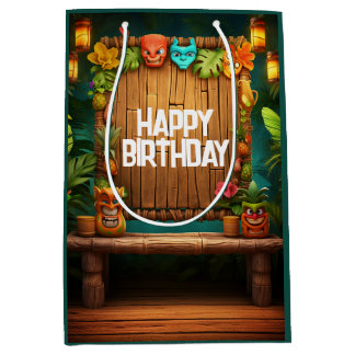 Tiki Luau Hawaiian Tropical Island Beach Verjaarda Medium Cadeauzakje