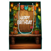 Tiki Luau Hawaiian Tropical Island Beach Verjaarda Medium Cadeauzakje (Achterkant)