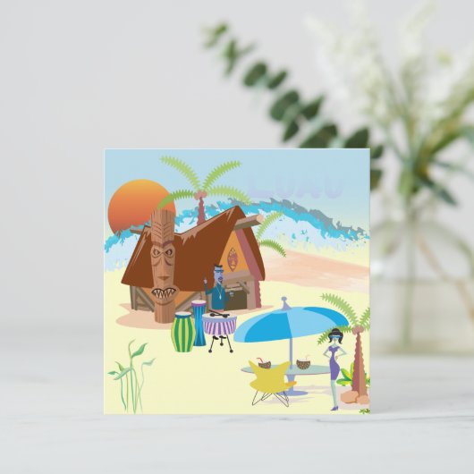 Tiki/Luau op het strand Kaart (Staand voorkant)