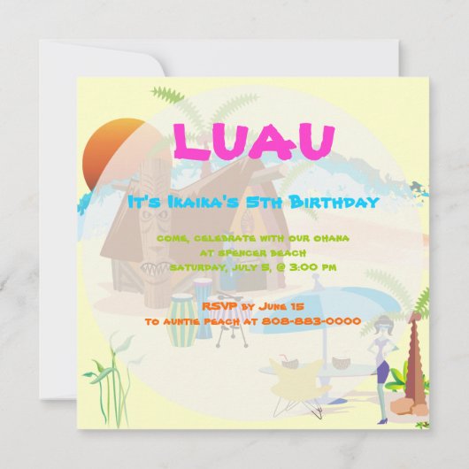 Tiki/Luau op het strand Kaart (Achterkant)