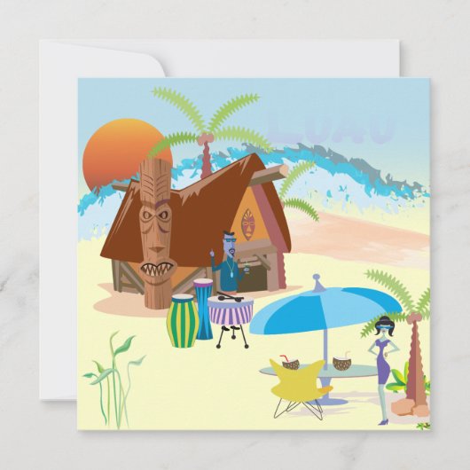 Tiki/Luau op het strand Kaart (Voorkant)