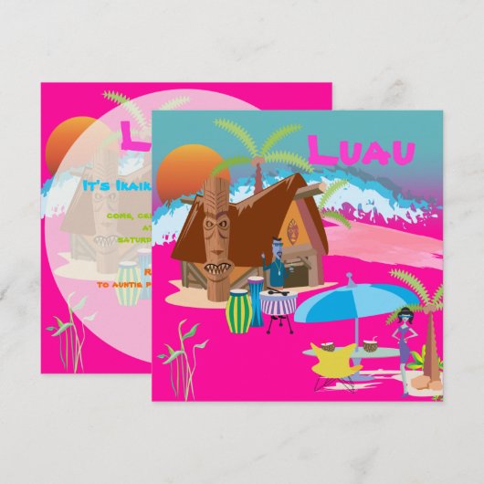 Tiki/Luau op het strand Kaart (Voorkant / Achterkant)