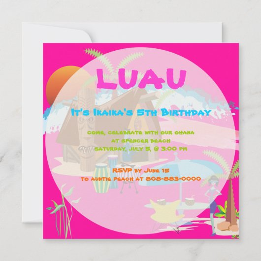 Tiki/Luau op het strand Kaart (Achterkant)