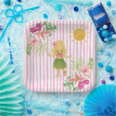 Tiki Luau Party, Hawaii Verjaardag, Hula Meisje Papieren Bordje (Feest)