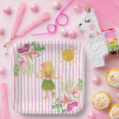 Tiki Luau Party, Hawaii Verjaardag, Hula Meisje Papieren Bordje (Feest)