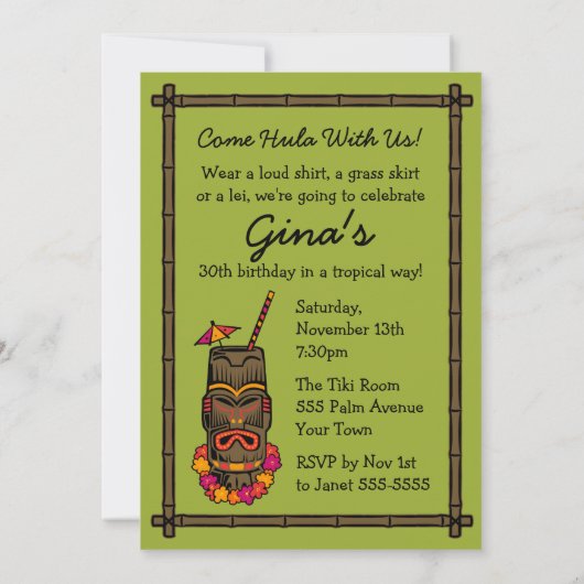 Tiki Luau - Persoonlijke uitnodiging (Achterkant)