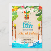 Tiki luau pool party uitnodiging (Voorkant)