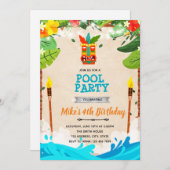 Tiki luau pool party uitnodiging (Voorkant / Achterkant)