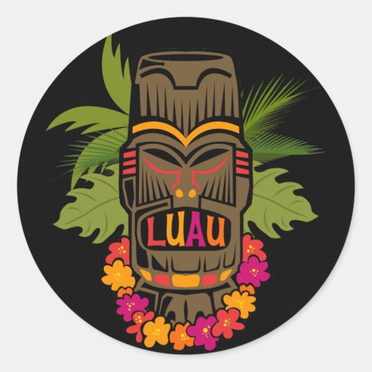 Tiki Luau Ronde Sticker (Voorkant)