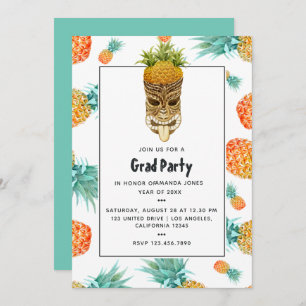 Tiki Luau Summer Pineapple Beach Graduparty Kaart