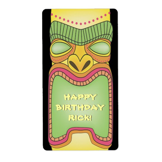 Tiki Luau Summer Tropical Birthday Stickers Labels (Voorkant)