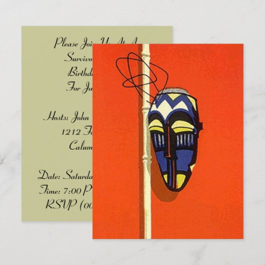 TIKI LUAU SURVIVOR THEMED Birthday party INVITE Kaart (Voorkant / Achterkant)