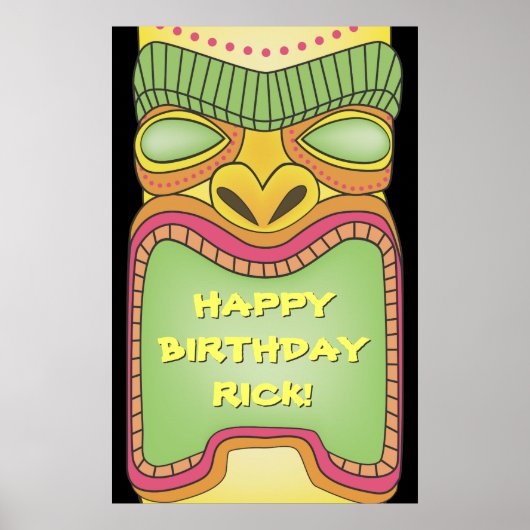 Tiki Luau Theme Birthday BBQ Banner Poster (Voorkant)