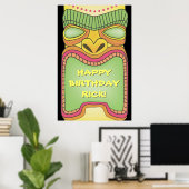 Tiki Luau Theme Birthday BBQ Banner Poster (Thuiskantoor)