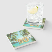 tiki luau tropical beach party  stenen onderzetter (Zijkant)