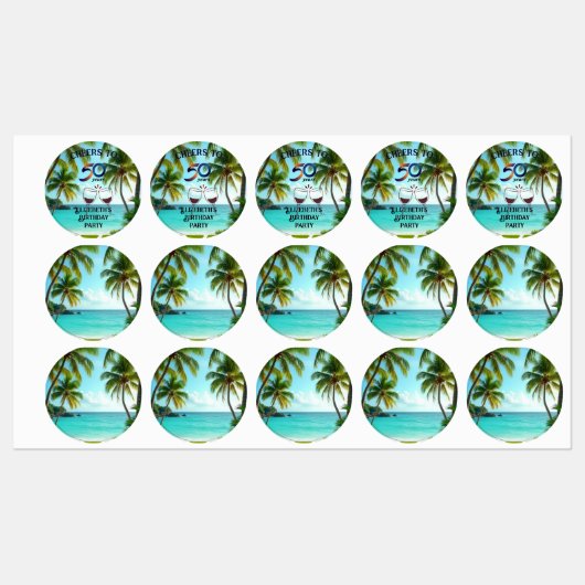 tiki luau tropical beach partyPaper Plate Labels (Vel)