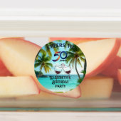 tiki luau tropical beach partyPaper Plate Labels (Aangebracht)