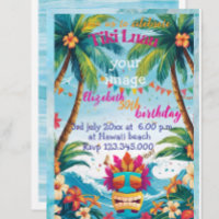 tiki luau tropisch eiland strand uitnodiging