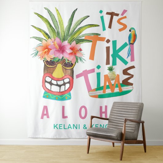 Tiki Luau | Tropisch strand Aloha Wandkleed (In situ)