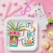 Tiki Luau | Tropisch strand  Papieren Bordje (Feest)