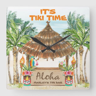 Tiki Luau Tropisch strand Tiki Bar Aloha Square Vierkante Klok