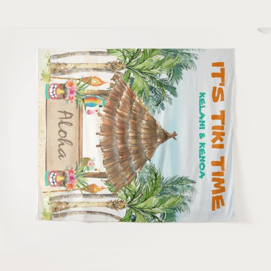 Tiki Luau | Tropische strand Tiki Bar Wandkleed (Voorkant (horizontaal))