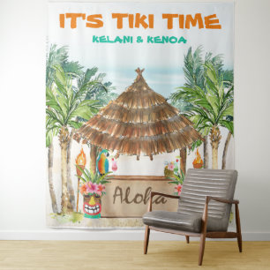 Tiki Luau   Tropische Strand Tiki Bar Wandkleed