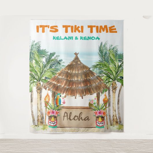 Tiki Luau | Tropische strand Tiki Bar Wandkleed (Voorkant)