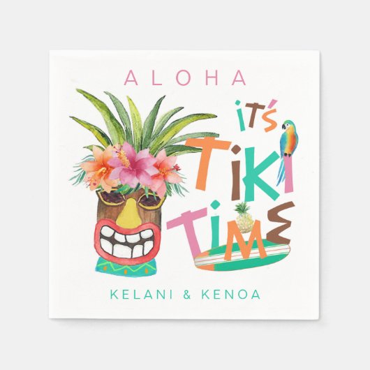 Tiki Luau | Tropische typografie Servet (Voorkant)