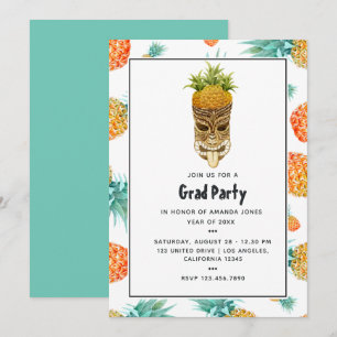 Tiki Luau Zomer Ananas Strand Afstudeerfeest Kaart