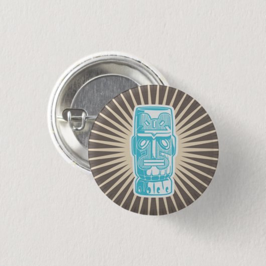 Tiki Man Blauwe Knop Ronde Button 3,2 Cm (Voorkant /achterkant)