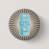 Tiki Man Blauwe Knop Ronde Button 3,2 Cm (Voorkant)