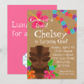 Tiki Man en Bloem Lei Luau Birthday Party Kaart (Voorkant / Achterkant)