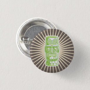 Tiki Man Groene Knop Ronde Button 3,2 Cm