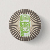 Tiki Man Groene Knop Ronde Button 3,2 Cm (Voorkant)