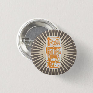 Tiki Man Oranje Knop Ronde Button 3,2 Cm