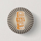 Tiki Man Oranje Knop Ronde Button 3,2 Cm (Voorkant)