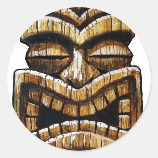 Tiki Man Ronde Sticker (Voorkant)