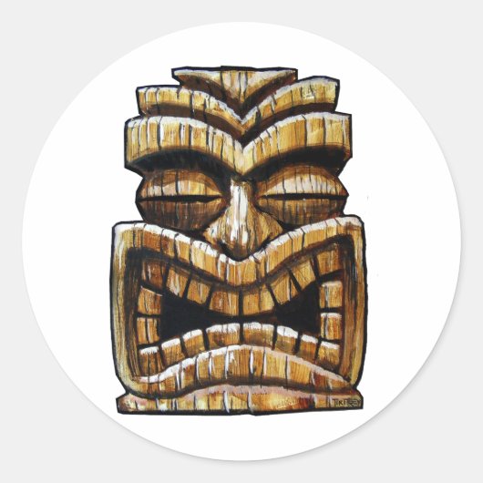 Tiki Man Ronde Sticker (Voorkant)