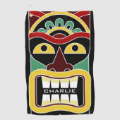 Tiki Mask aangepaste naam golfhanddoek (Voorkant)