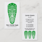 Tiki Mask - Grass Green op White Visitekaartje (Voorkant / Achterkant)