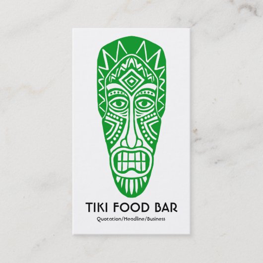 Tiki Mask - Grass Green op White Visitekaartje (Voorkant)