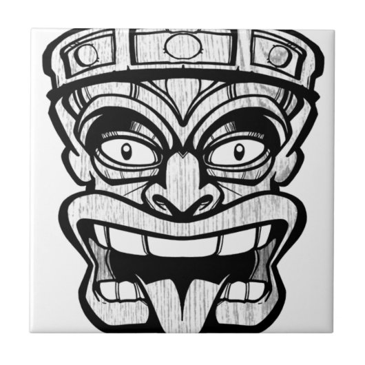Tiki Mask Hawaïaanse kunst Tegeltje (Voorkant)