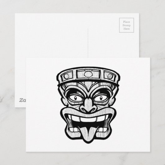 tiki mask hawaiian art briefkaart (Voorkant / Achterkant)